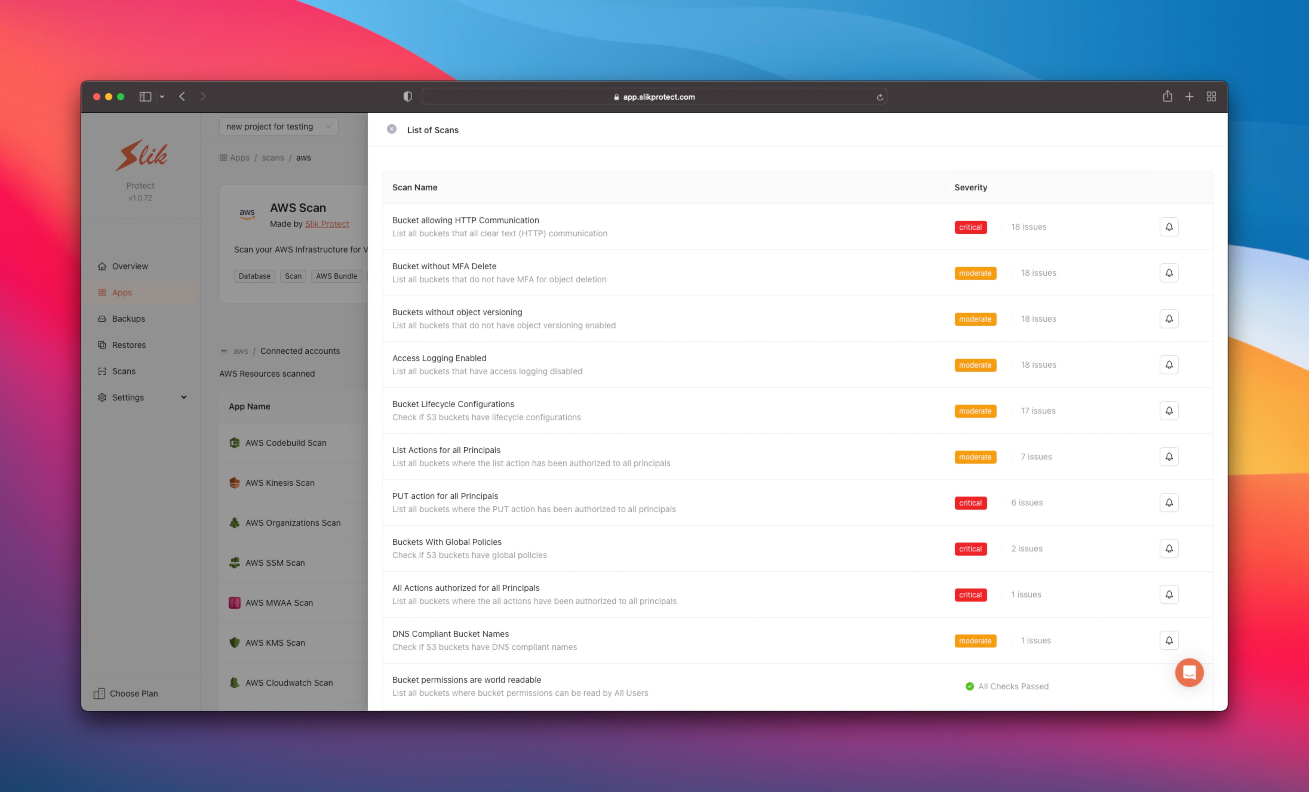screenshot of Slik Protect